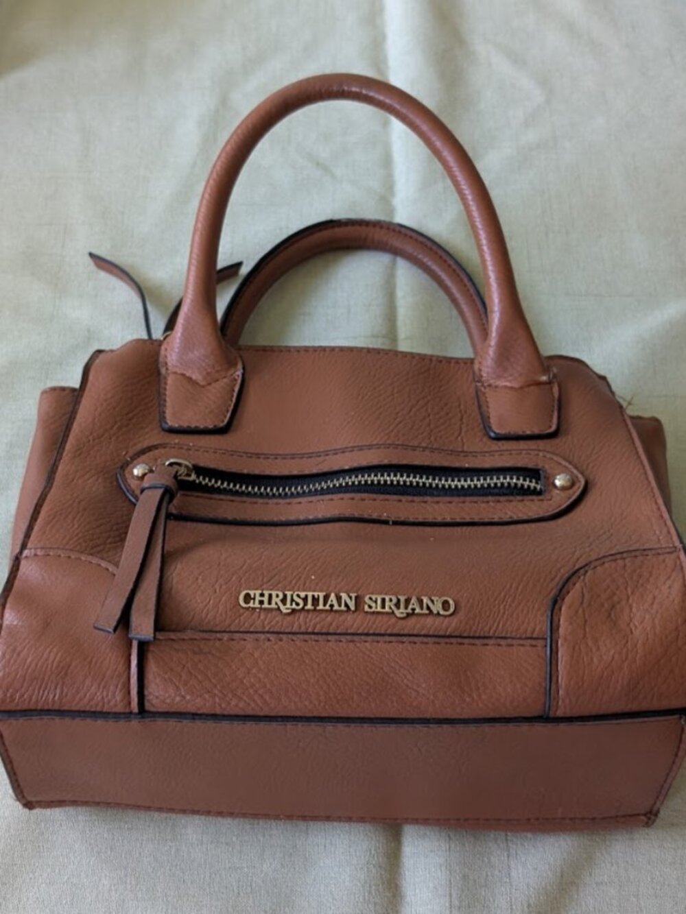 Christian Siriano Cognac Brown Satchel Multi-Pocket Everyday Shoulder Bag